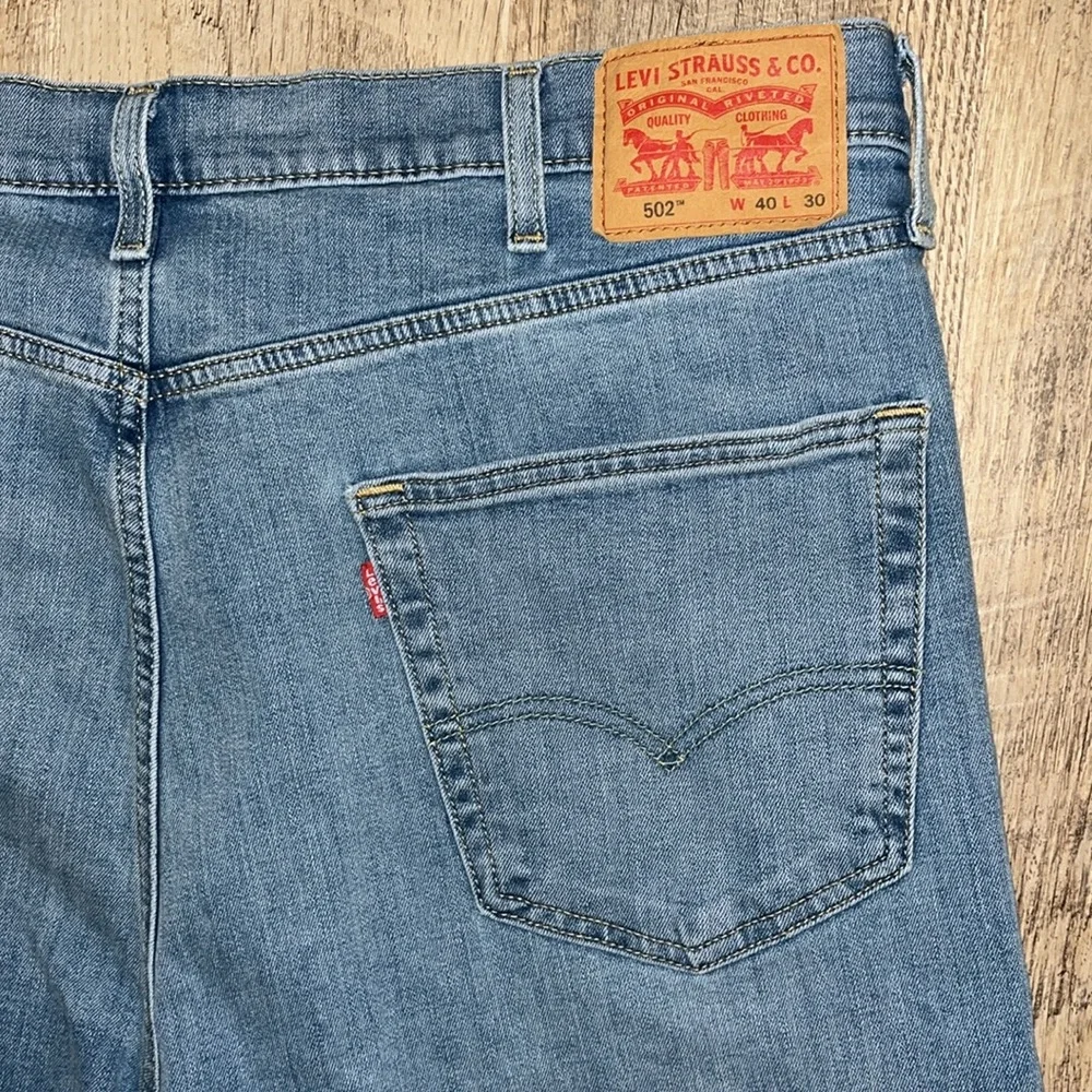 Levi Strauss Co 502 Regular Taper Jeans Mens W40 L30 Blue Water<Less Tech